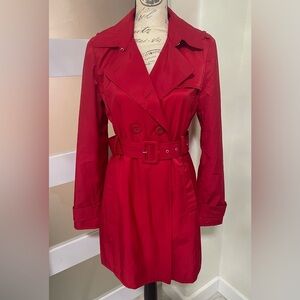 Black Rivet Stylish Cherry Red Trench Coat EUC